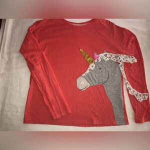 Mini boden horse unicorn Applique top shirt girls 11 12